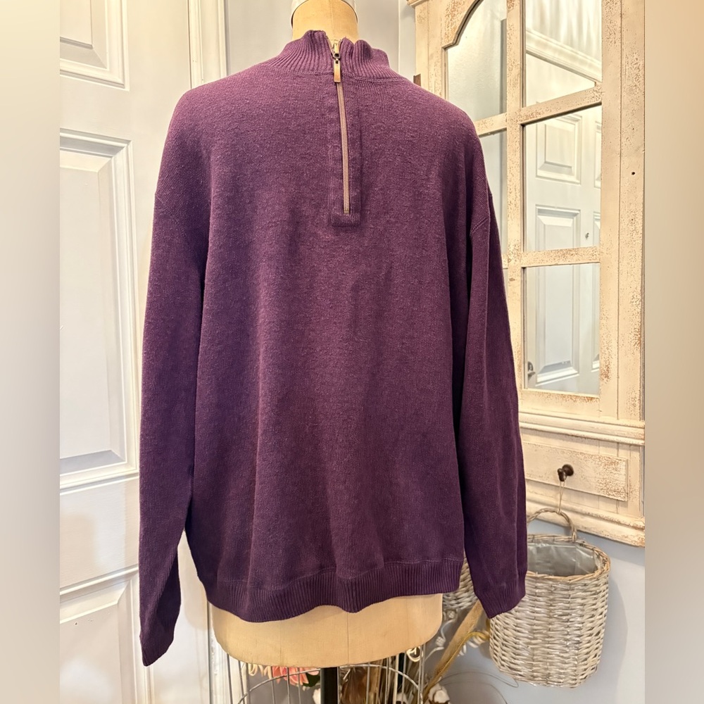 Islander 100%‎ Cotton Men's 1/4 Zip Sweater Eggplant XL Business Casual Preppy
